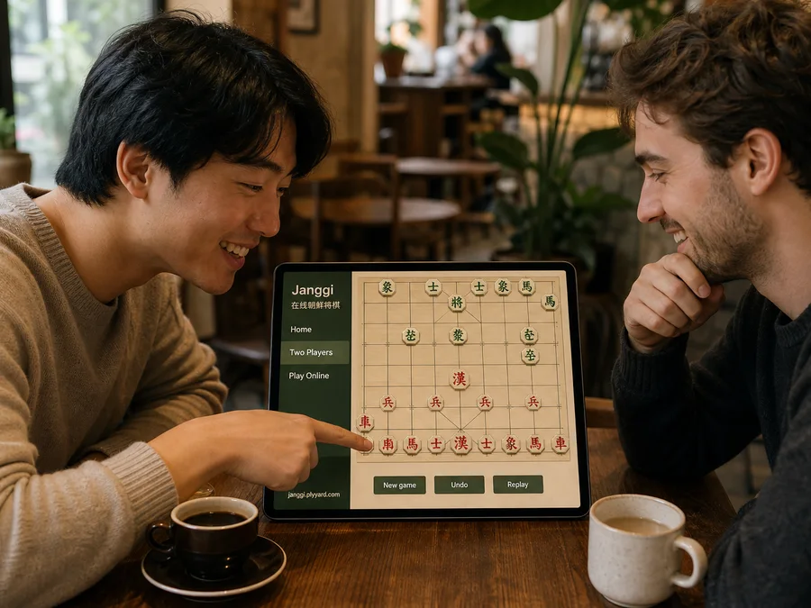 Two players sharing one device for a face-to-face Janggi game
