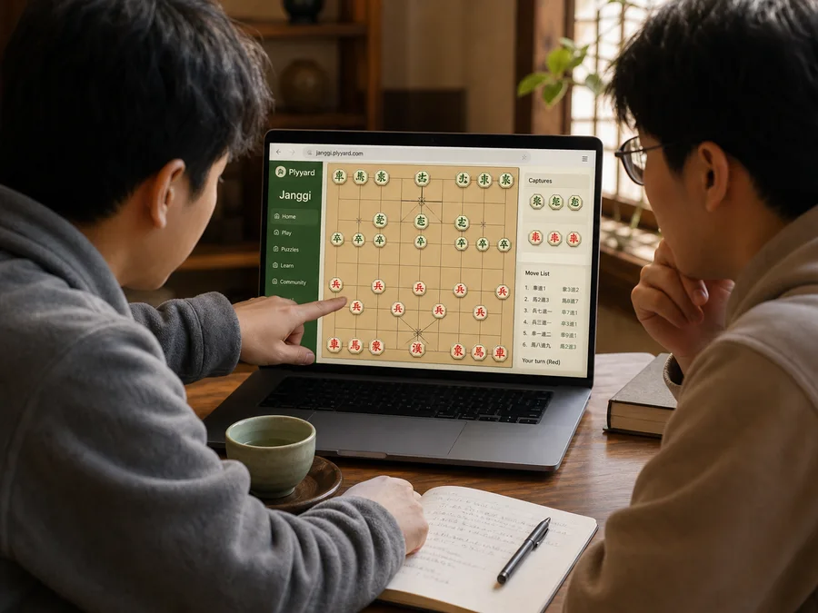Two players discussing a cannon jump and a palace diagonal